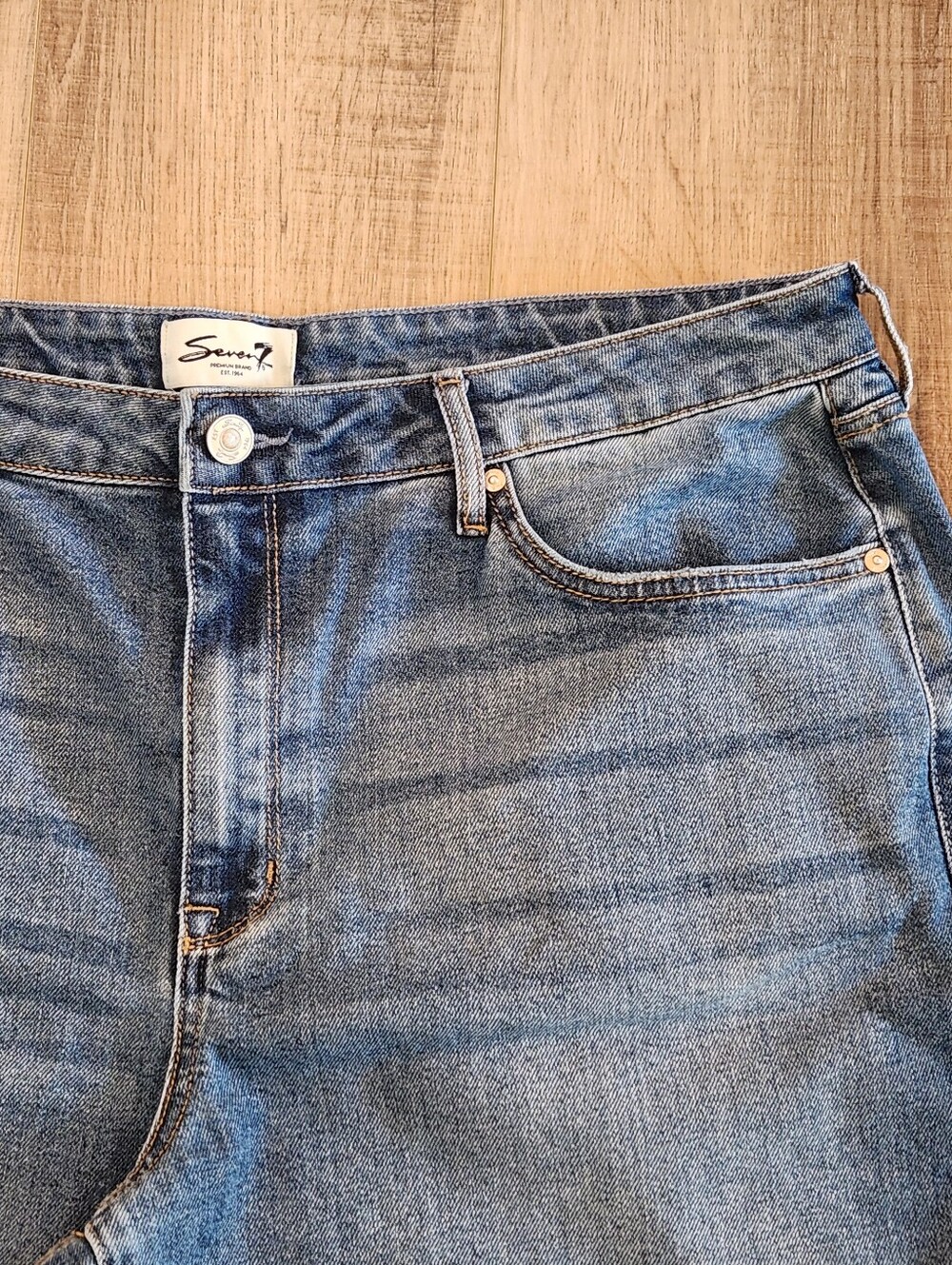 Seven7 Loose Straight Jeans Womens Size 16 Blue Medium Wash Denim Stretch - Picture 3 of 12